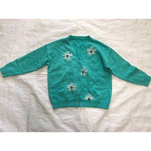 Womens Flower Graphic Sweater Knitted Casual Tops Long Sleeve Cardigan